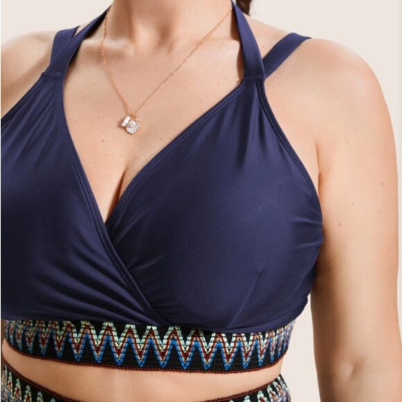 BloomChic Embroidered Wrap Tie Knot Swim Top size 10 - Picture 3 of 5